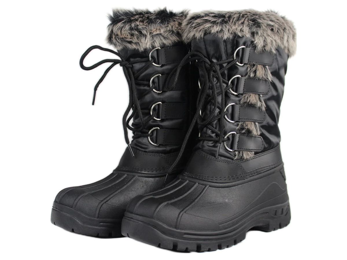 Womens Mid-Calf Snow Boots Water Resistant Non-Slip Winter Shoes B7881