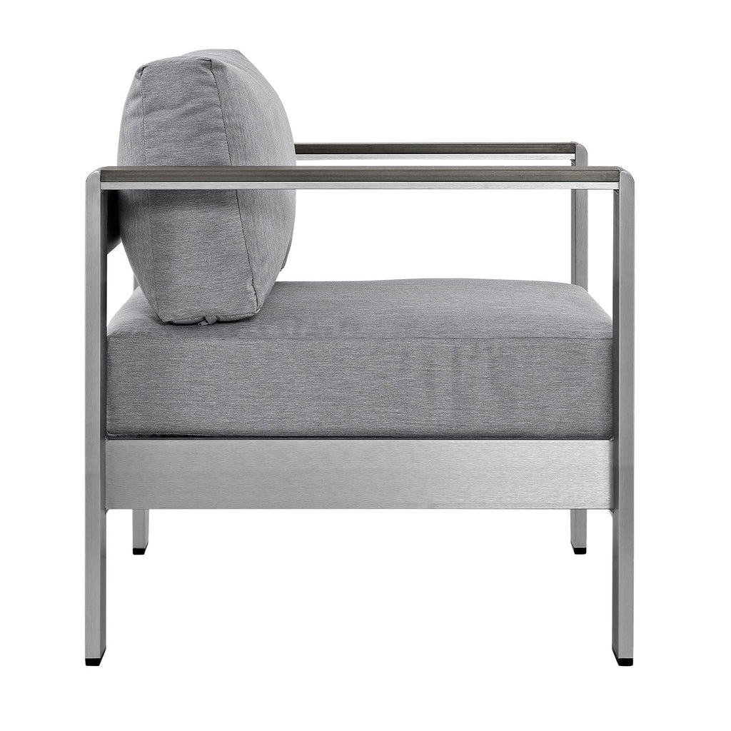 Silver Gray Aluminum Outdoor Armchair W8048