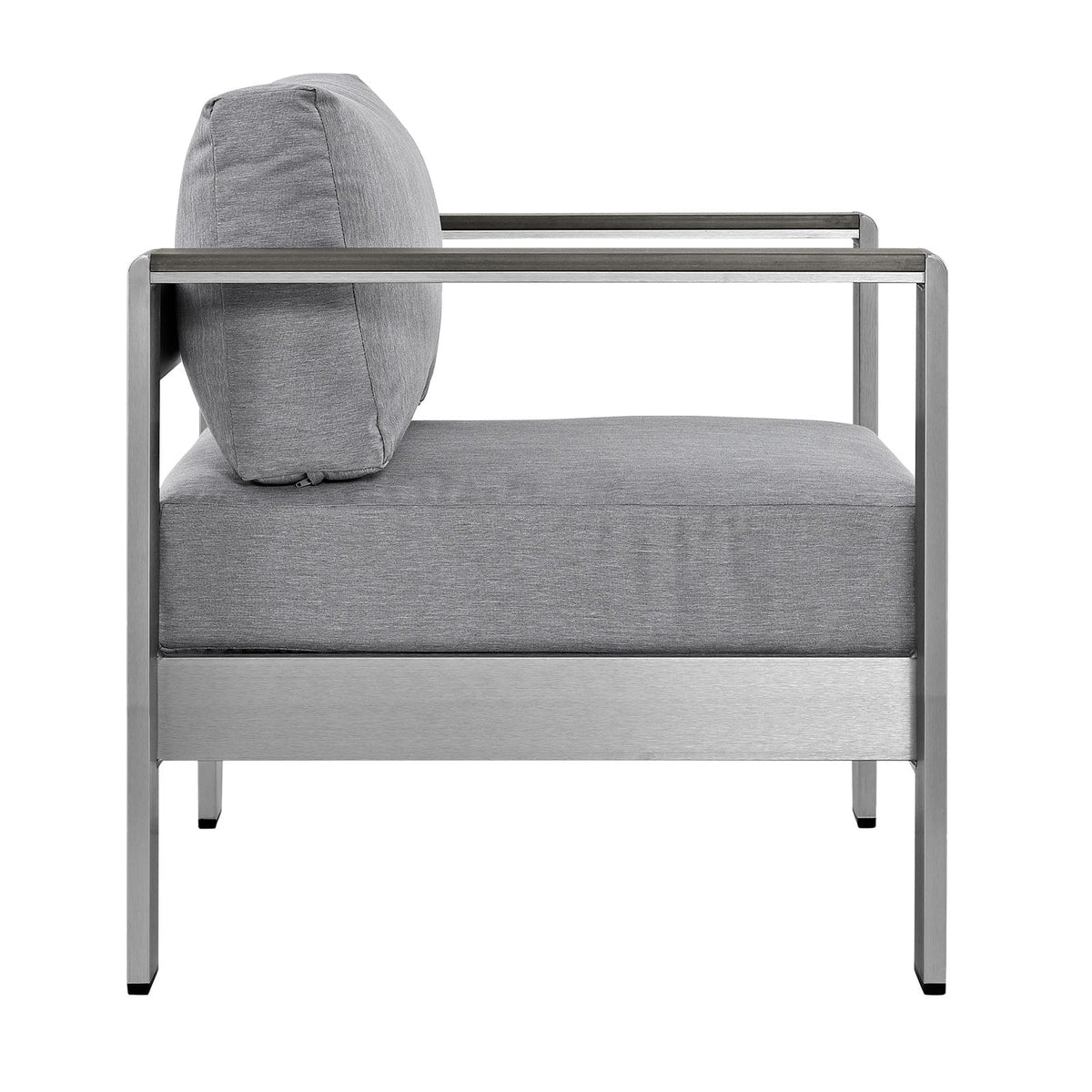Silver Gray Aluminum Outdoor Armchair W8048