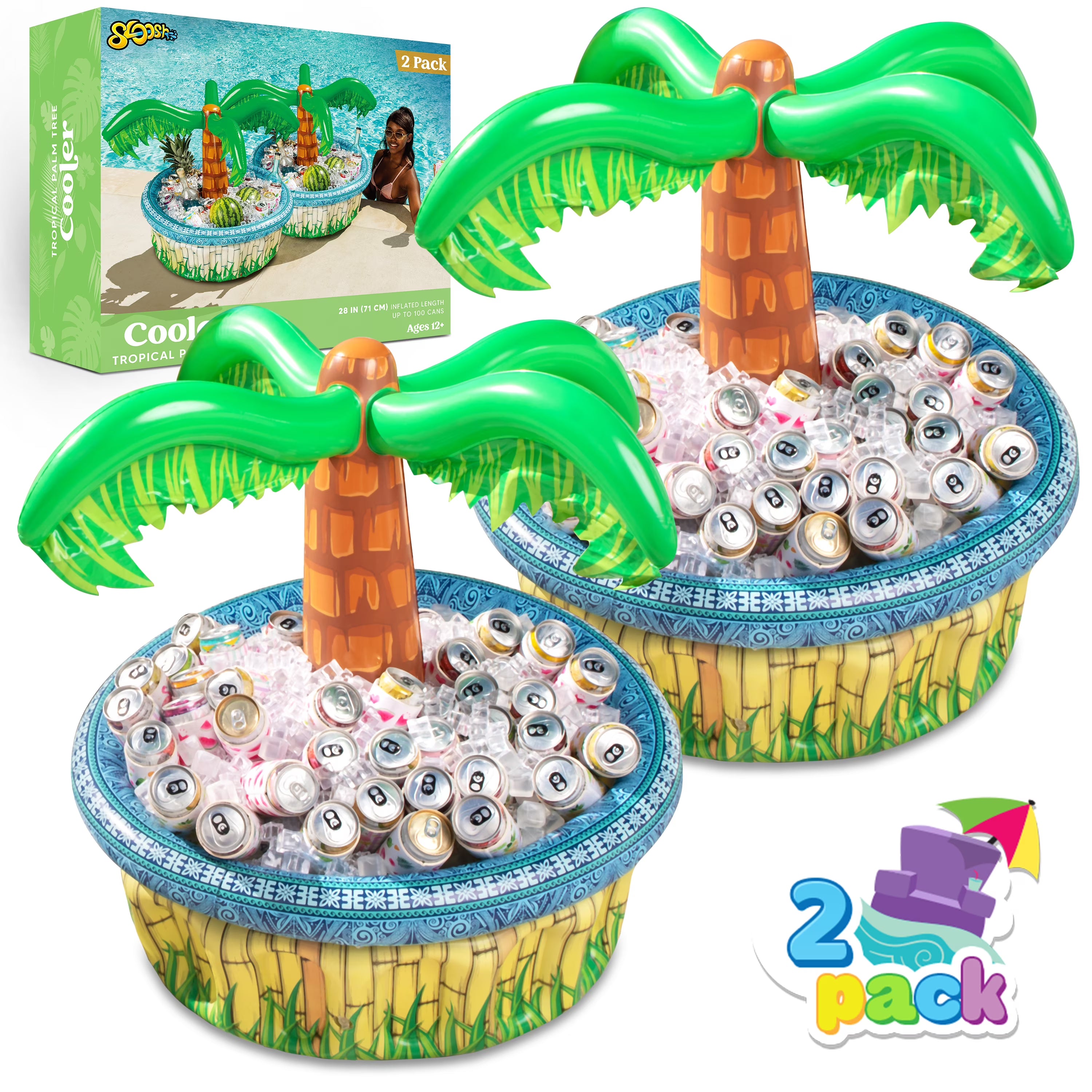 2 Pack Inflatable Palm Tree Cooler, 28" Inflatable Drink Cooler O7579