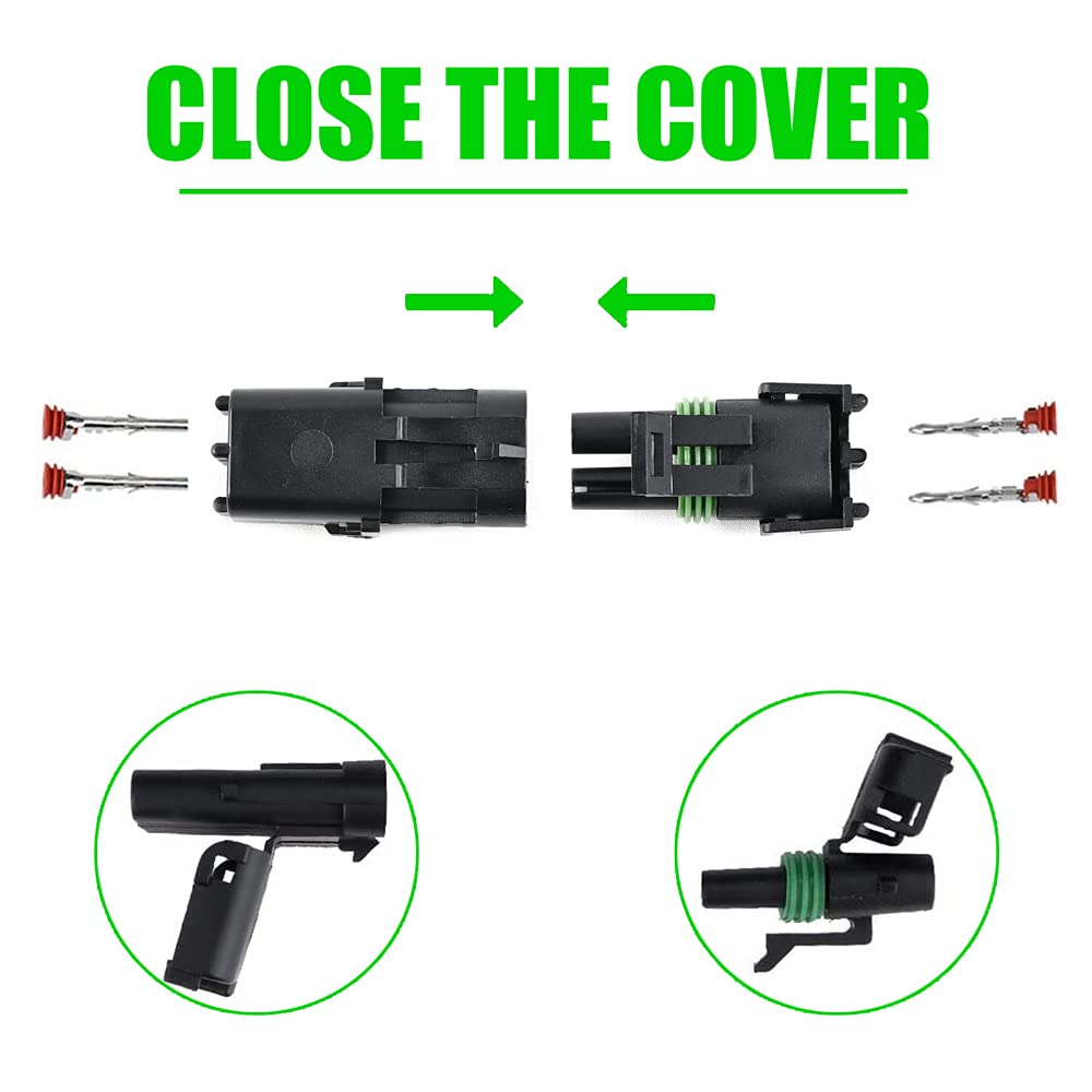 20 Sets 2 Pin Weather Pack Connector Waterproof Car Electrical Wire Connector Terminals Plug Kit with 45 Sets Male and Female Terminal KIT 18-14AWG Q484