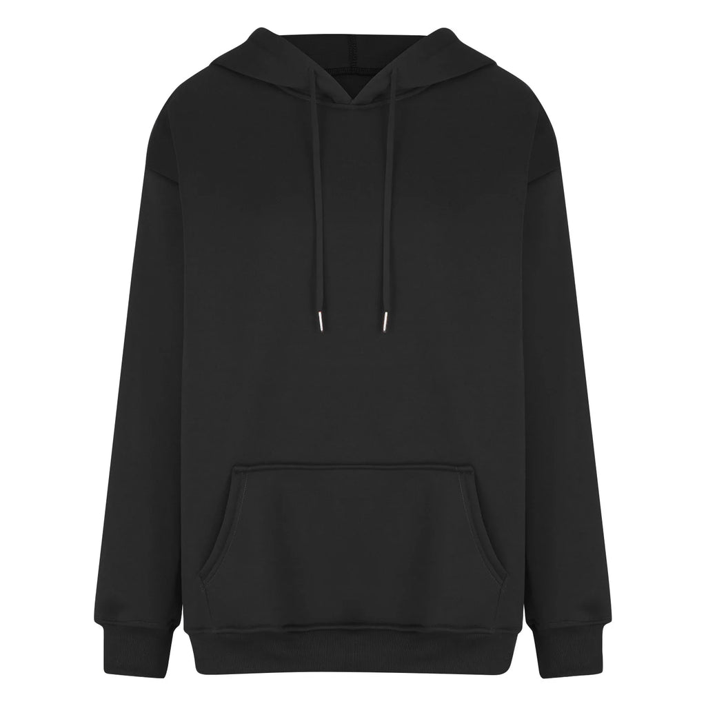 Khaki Oversized Fleece Hooded Sweatshirt with Pocket V10053