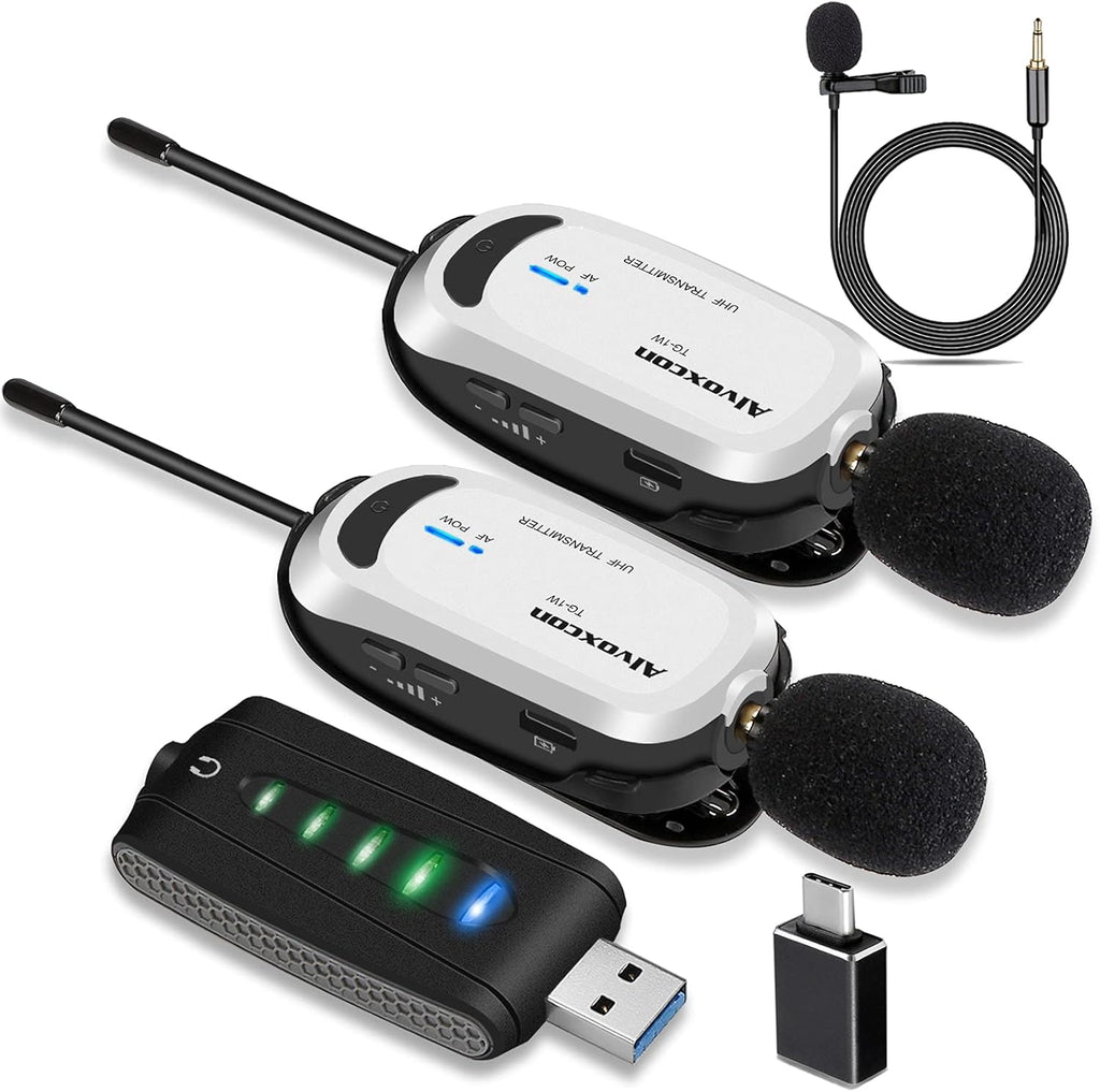Wireless USB Dual Lavalier Microphone System with Monitor Jack L5675