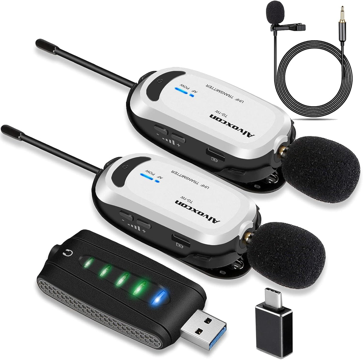 Wireless USB Dual Lavalier Microphone System with Monitor Jack L5675