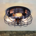 Industrial 3-Light Rustic Semi Flush Mount Ceiling Light with Metal Cage H230614