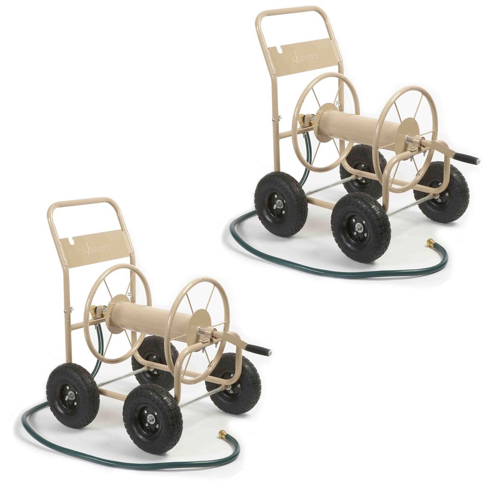 4 Wheel Pneumatic Tire Steel Frame Hose Reel Cart (2 Pack) P7751