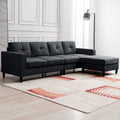 Reversible 4 Seat L-Shape Sectional Sofa with 2 Cup Holders, Dark Grey R586908