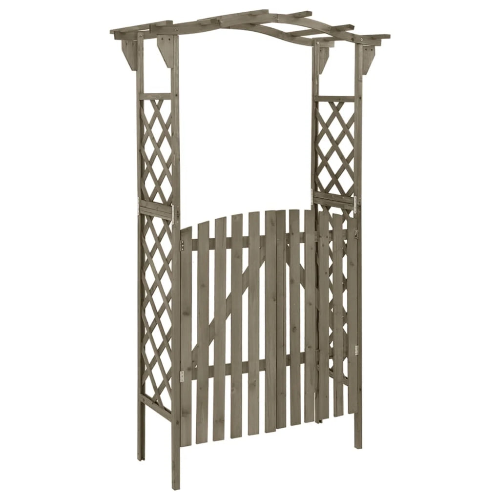 Gray Solid Firwood Pergola with Gate T2326