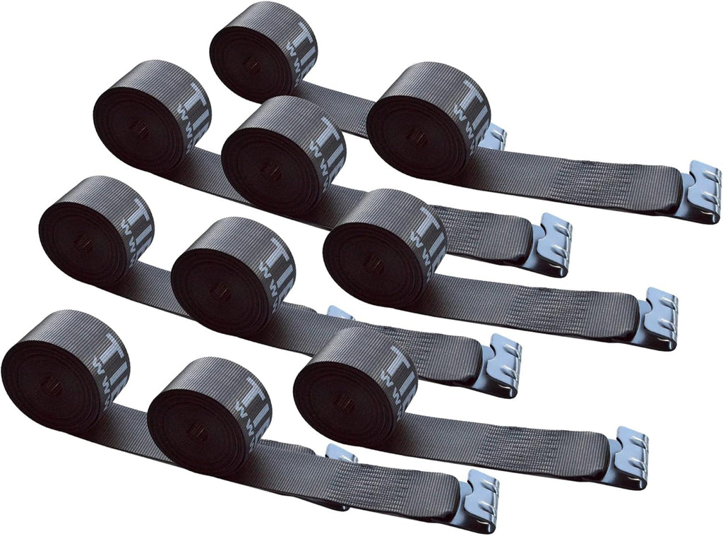 10 Red Heavy Duty Tie Down Straps with Flat Hooks C452