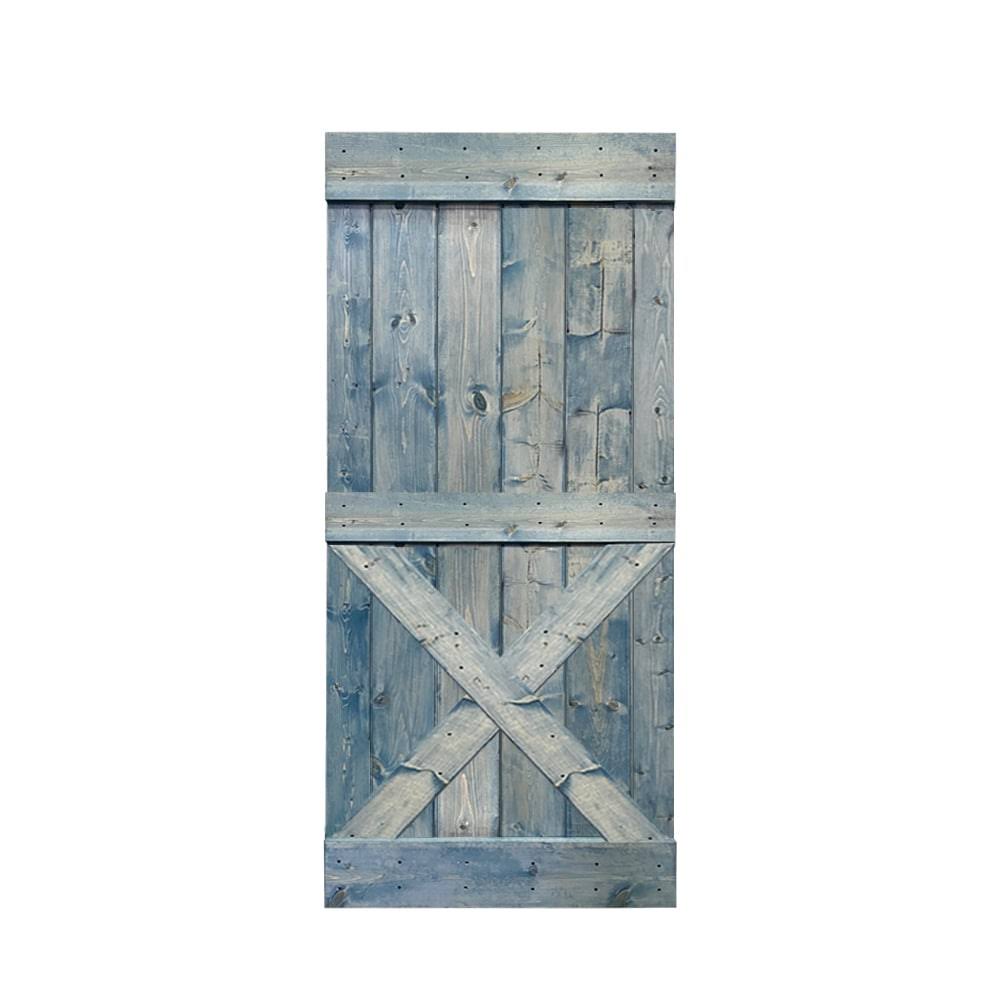 Walnut Stained Solid Knotty Pine Wood Interior Sliding Barn Door Slab W209644