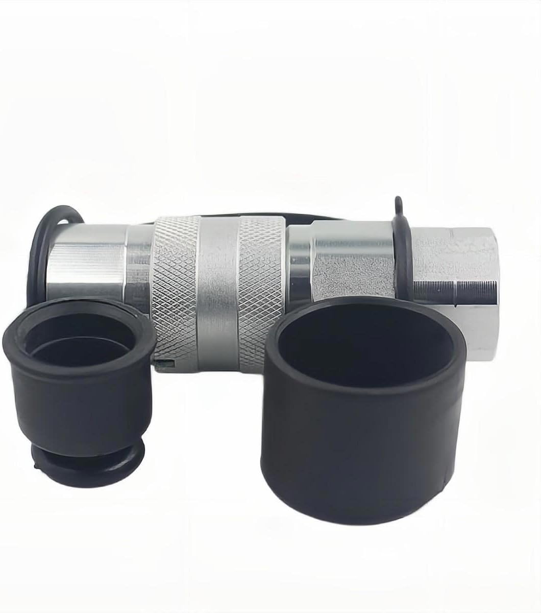 3/4" SAE-12 UNF1-1/16 Skid Steer Flat Face Hydraulic Quick Connect Coupling with Dust Cap S7076