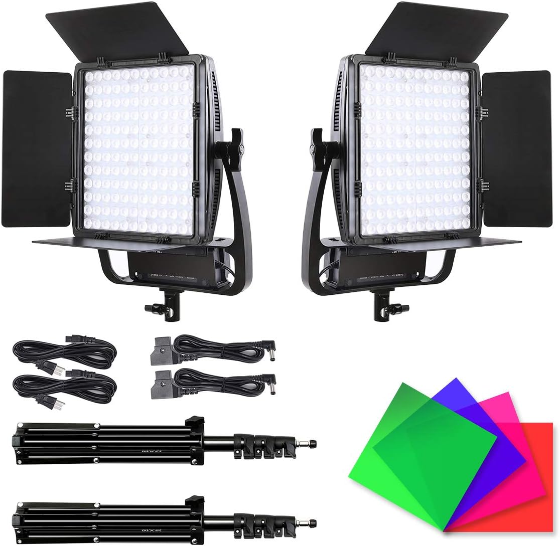 2 Packs Dimmable Bi-Color LED Video Lighting Kits with APP Control, 50W Optical Lens Variable 3200K~5600K, CRI 97+ LED Panel Light H970