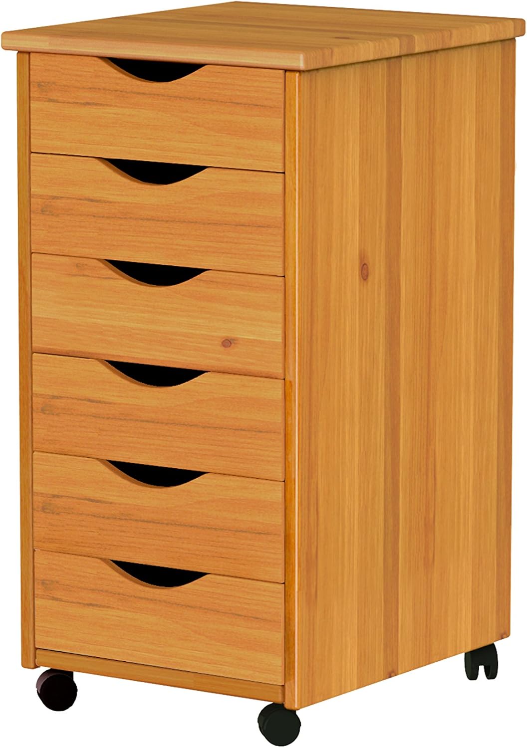 6 Drawer Roll Cart Solid Wood, Black Pack of 2 U75522