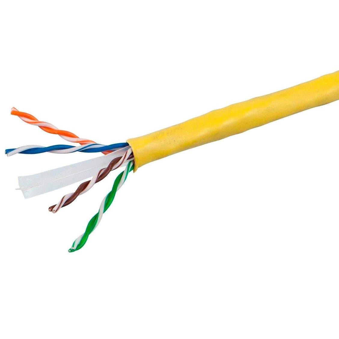 1000ft Cat6 Bulk Bare Copper Ethernet Cable, UTP, Solid, Riser Rated, 23AWG, Yellow Z338546