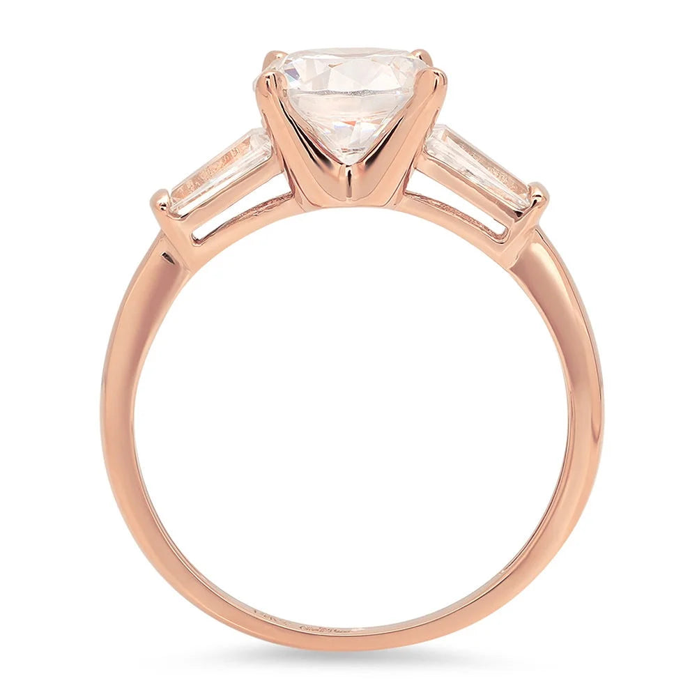 18k Pink Rose Gold Three-Stone Ring G957475