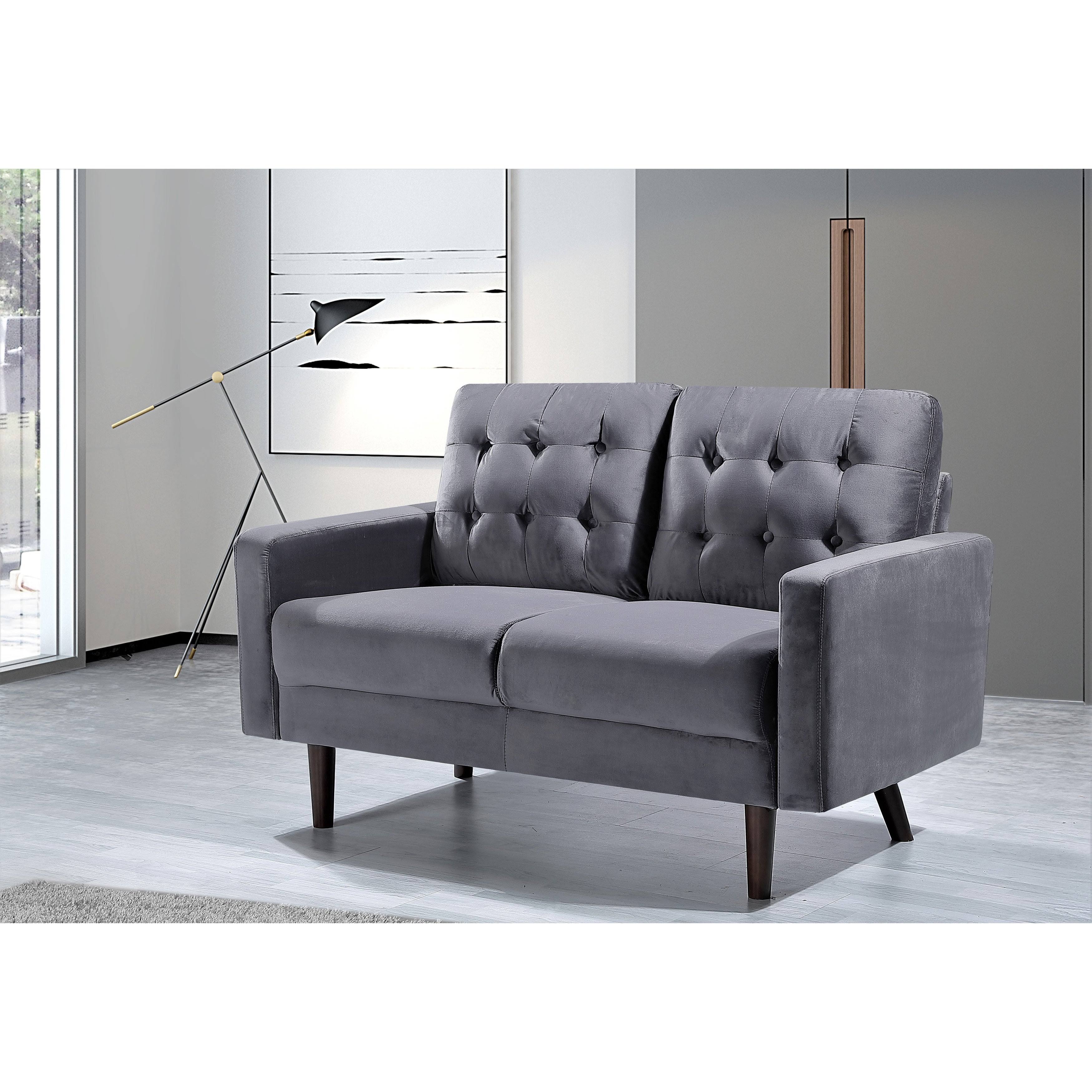 Grey Velvet Tufted Loveseat M76899