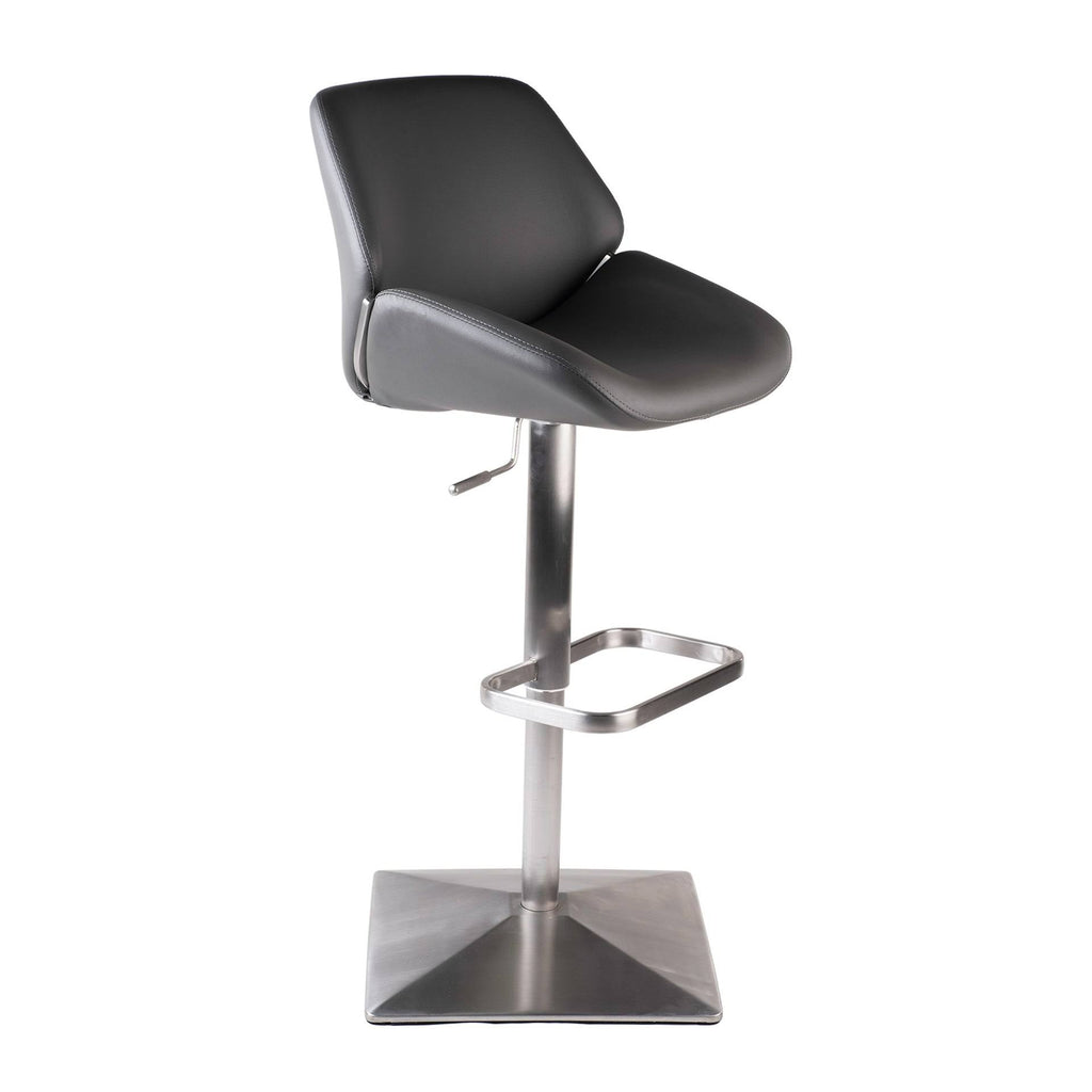 White Faux-Leather Brushed Stainless Steel Adjustable Height Swivel Bar Stool X8443
