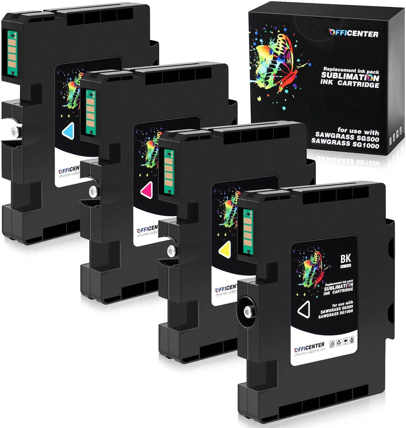 Sublimation Ink Cartridge 4-Pack Magenta Black Cyan Yellow D68648