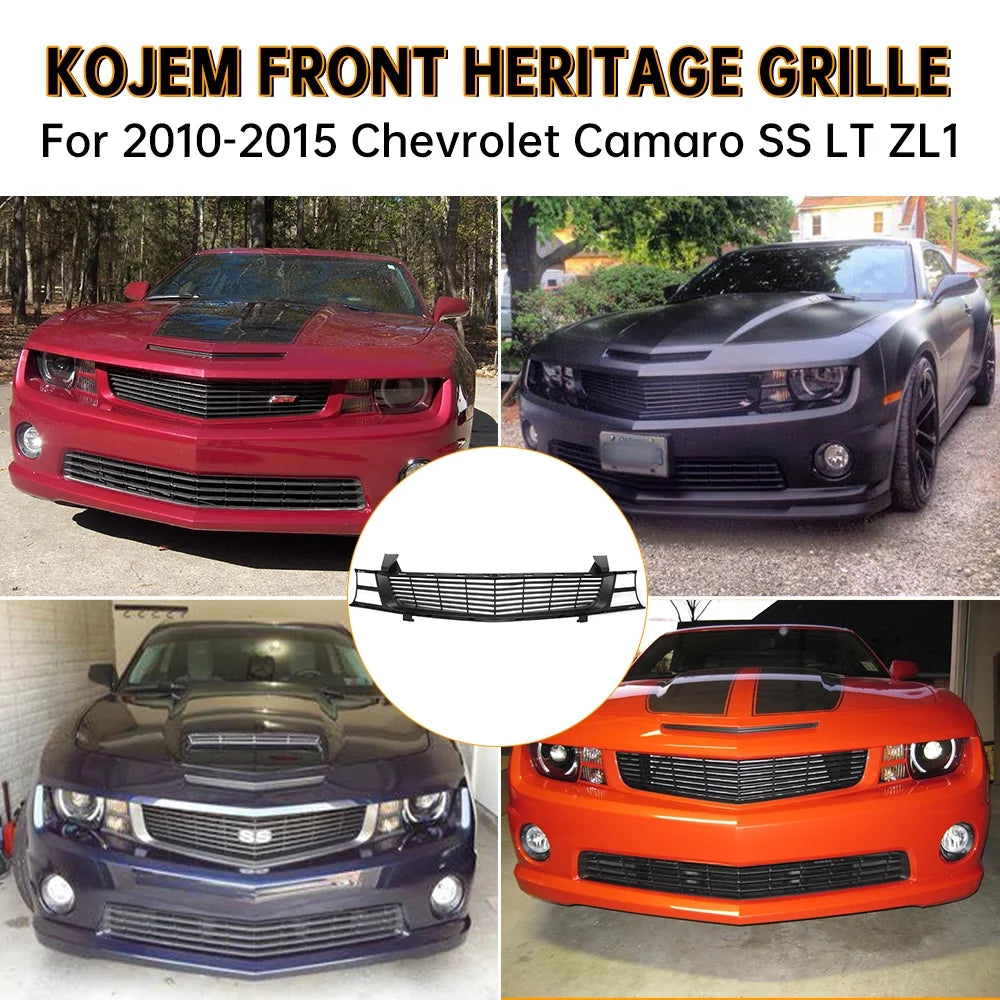 Front Heritage Bumper Upper Grille Grill Mesh for 2010-2015 Chevrolet Camaro SS LT ZL1 Dark Argent P496