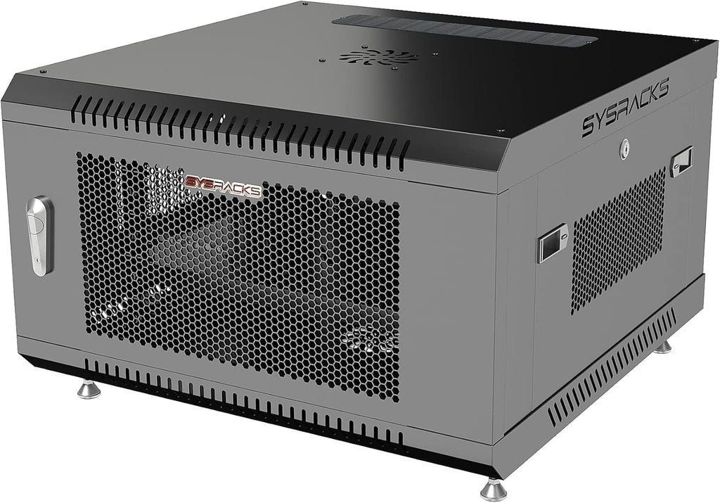 6 U Locking Wall Mount Server Rack Enclosure with Casters and Shelf Q558