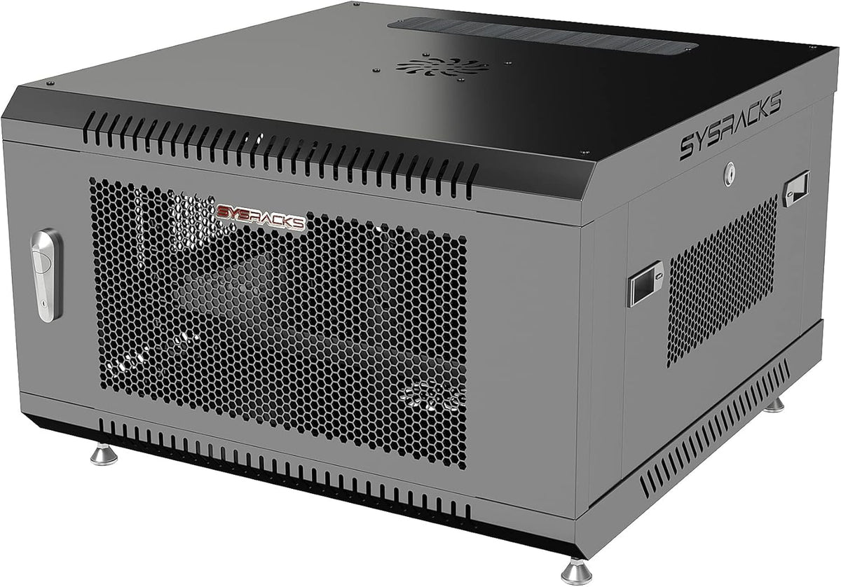 6 U Locking Wall Mount Server Rack Enclosure with Casters and Shelf Q558