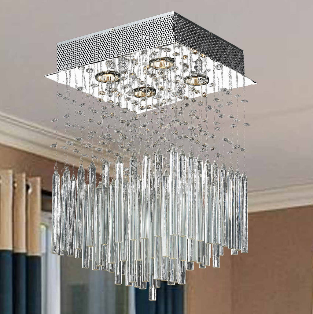 Chrome 4-Light Square Flush Mount Z55726