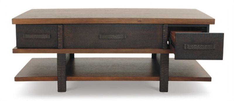2 Drawer Coffee Table with Lift Top, Two-tone Brown A430042