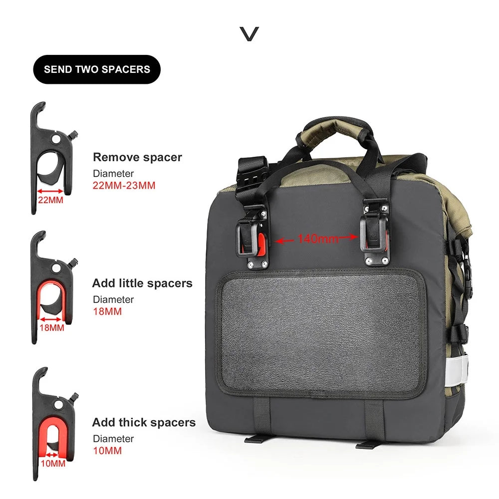 20L Polyester Motorcycle Side Saddle Bag with Removable Waterproof Inner Bag T955998