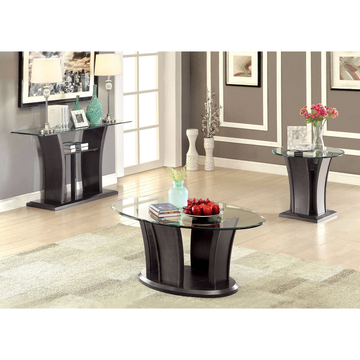 Grey Solid Wood Sofa Table Y6415