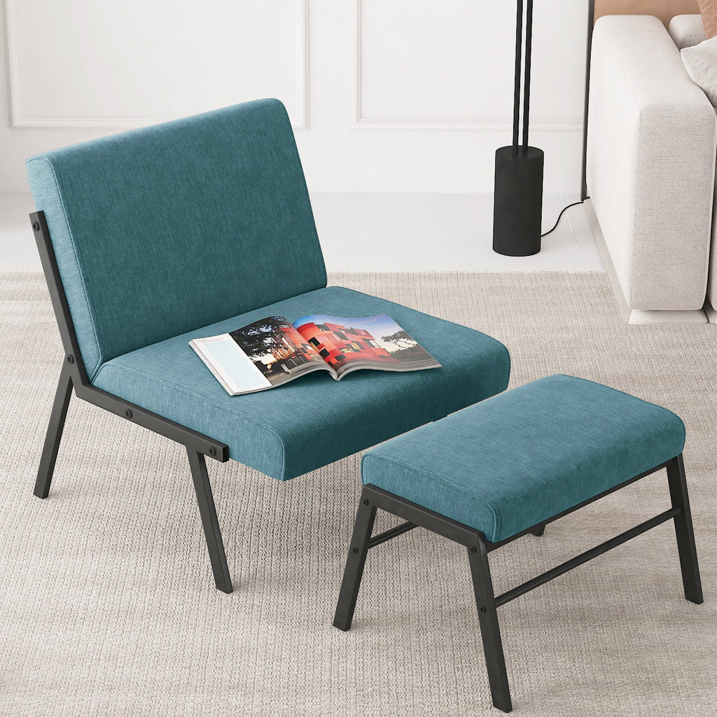Linen Accent Chair with Ottoman R942