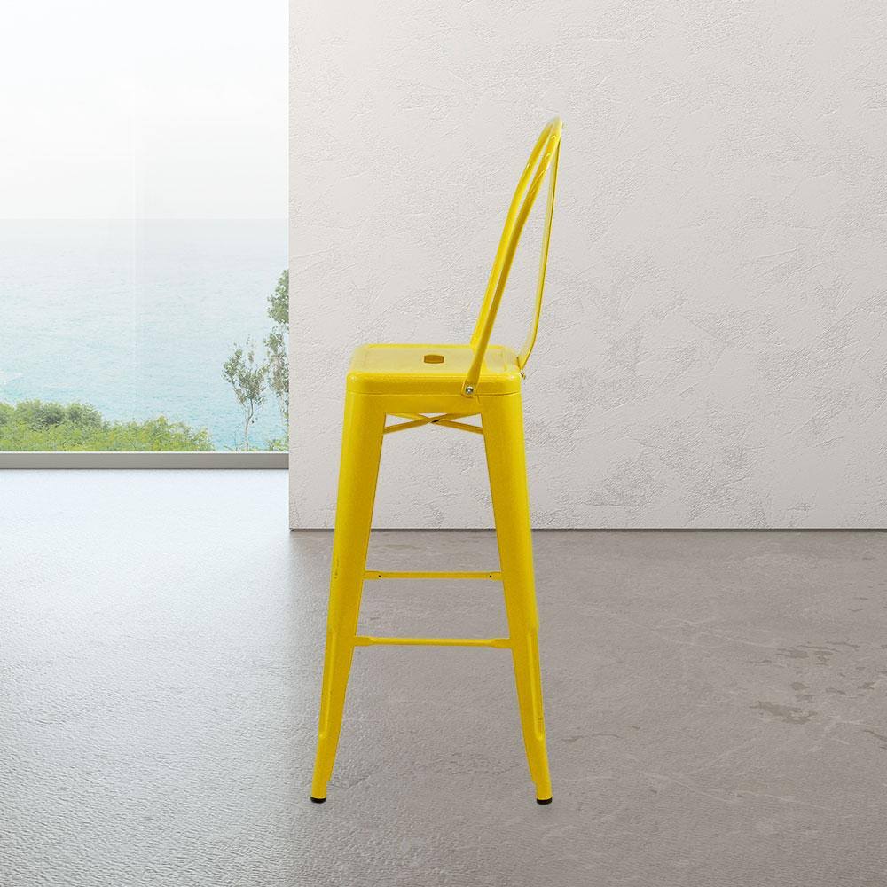 Gray Bar Stool with High Back, 17 W x 18 D x 47 H F8518