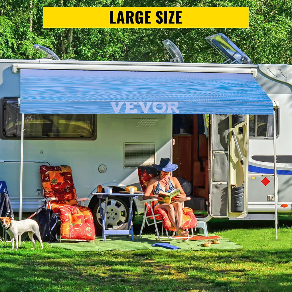 19' Camper Awning Fabric Replacement Ocean Blue Fade X1221