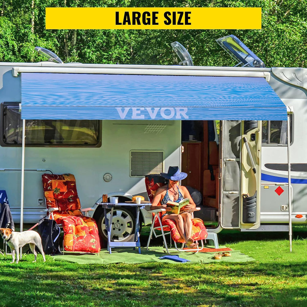 19' Camper Awning Fabric Replacement Ocean Blue Fade X1221