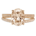 2.32ct Oval Cut Brown Champagne Simulated Diamond 18k Yellow Gold Ring Z40324