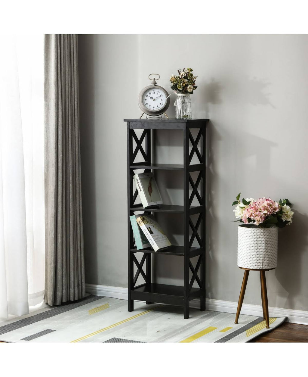 Black 4-Tier Bookcase Y535
