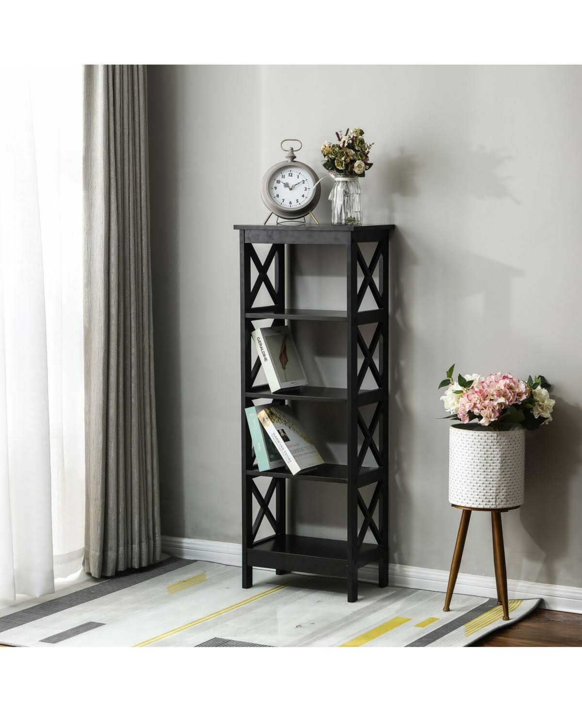 Black 4-Tier Bookcase Y535