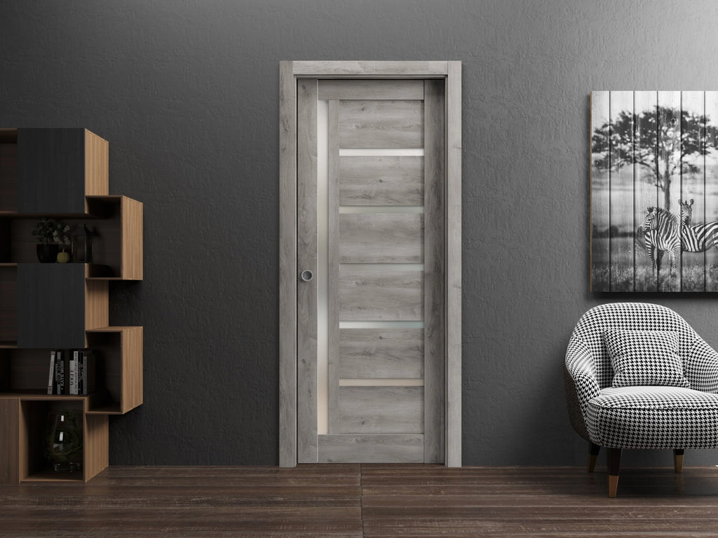 Sliding French Pocket Door 36 x 80 inches Solid Wood Interior Door P681