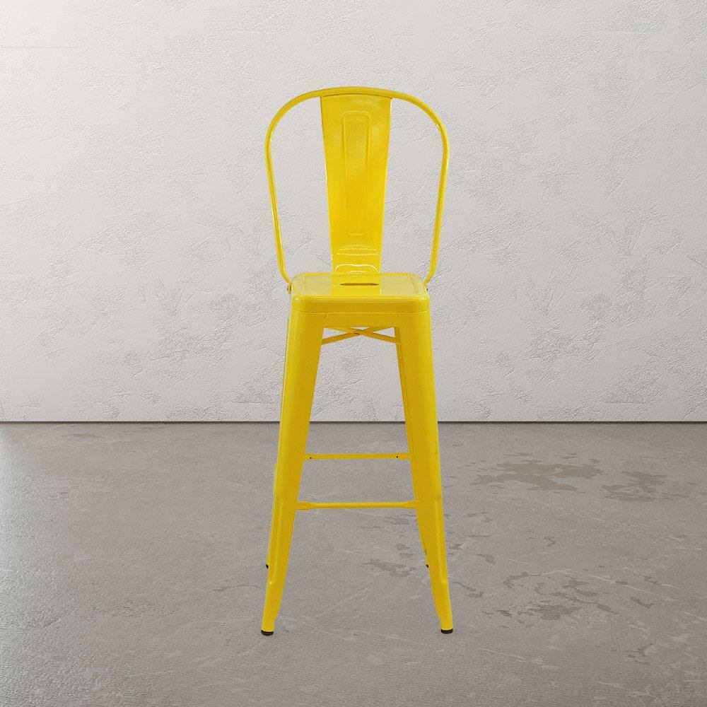 Gray Bar Stool with High Back, 17 W x 18 D x 47 H F8518