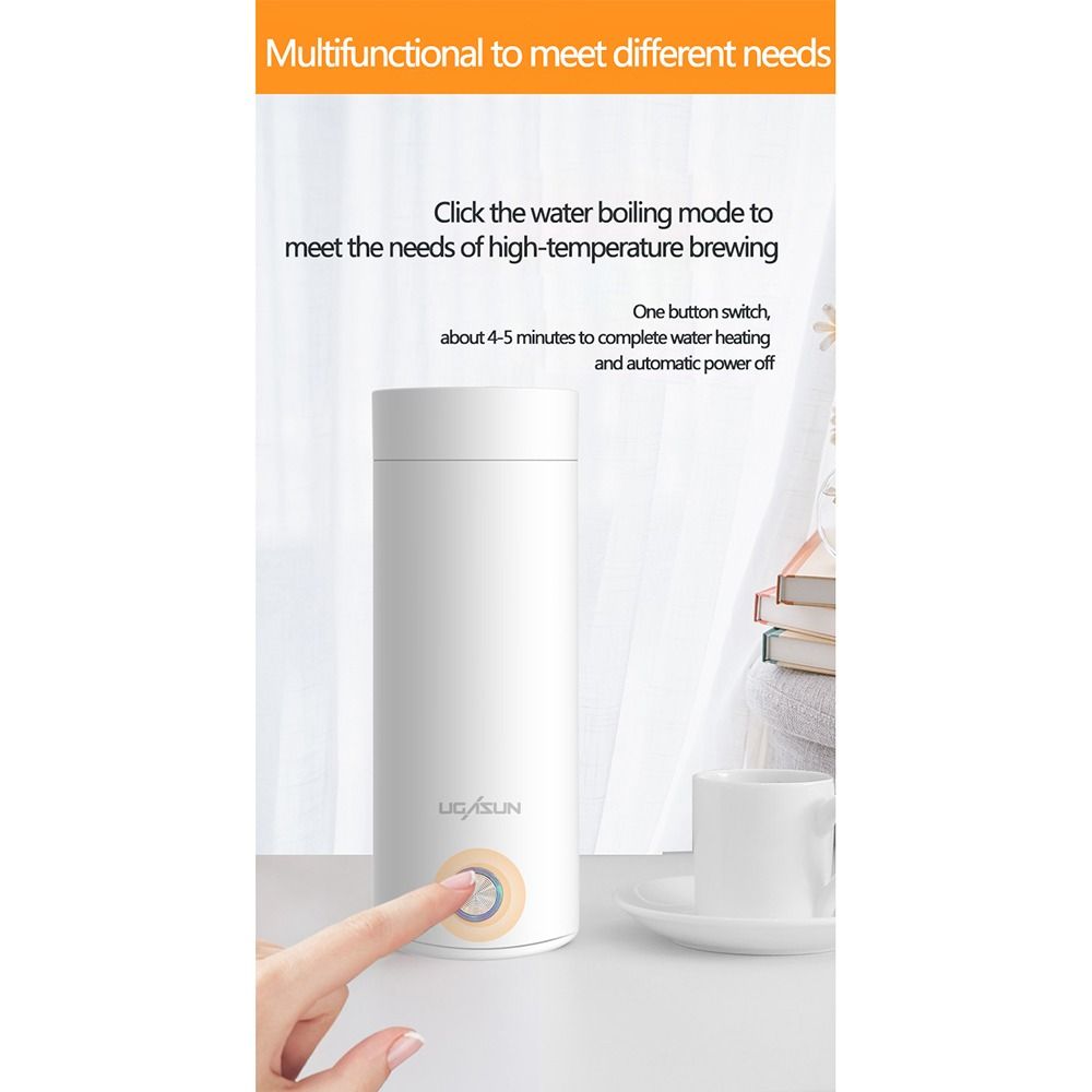 400ML Electric Travel Water Boiler Tea Cup WHITE EU N1120