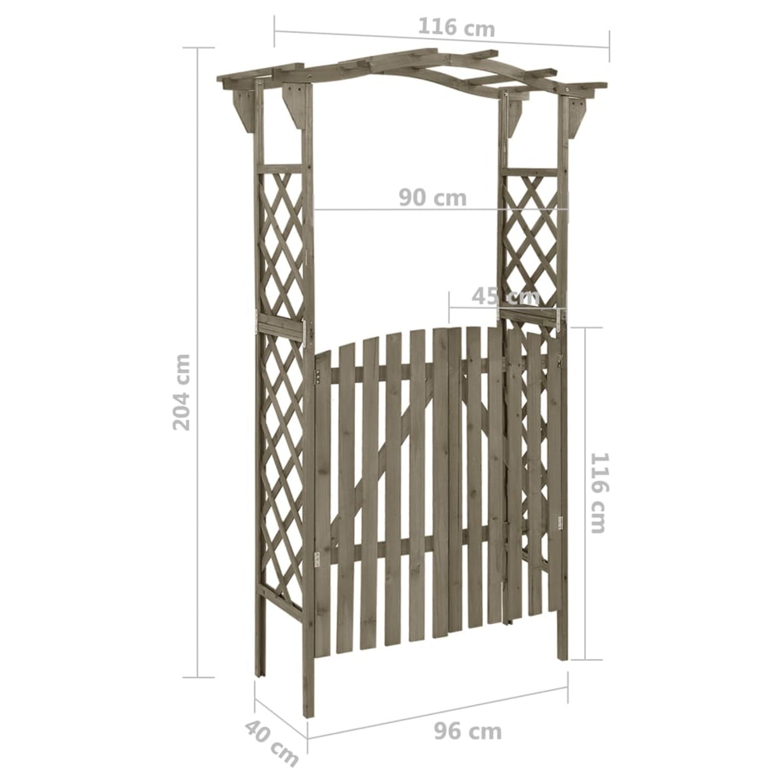 Gray Solid Firwood Pergola with Gate T2326