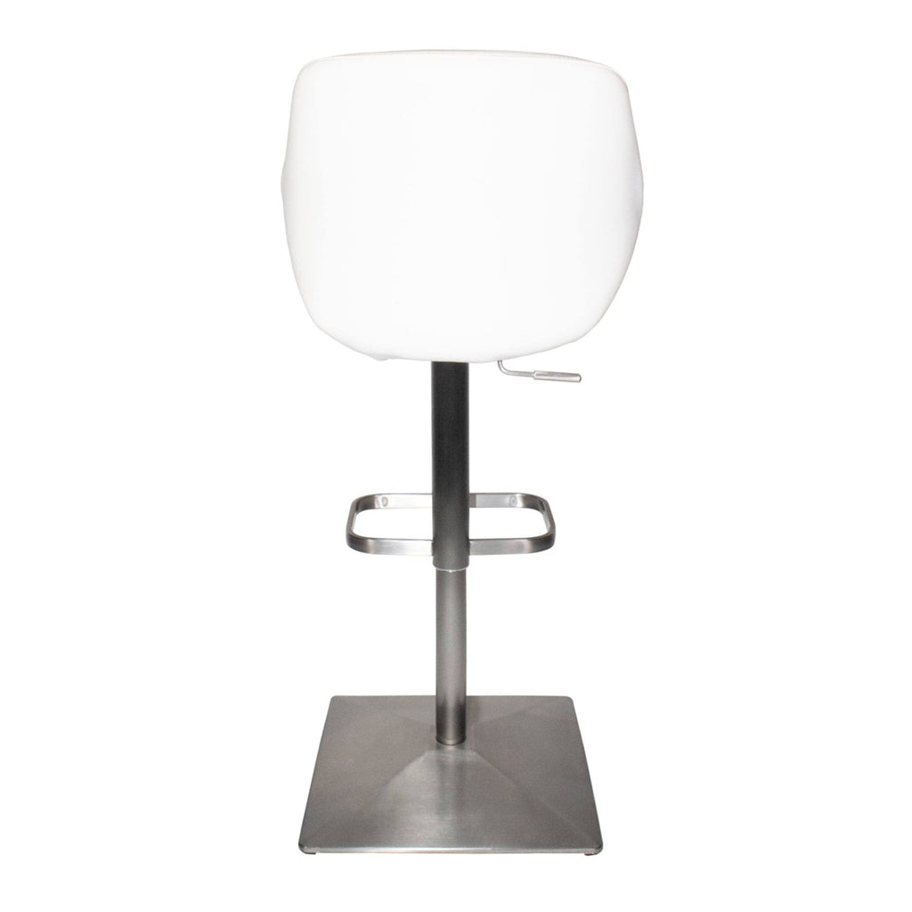 White Faux-Leather Brushed Stainless Steel Adjustable Height Swivel Bar Stool X8443