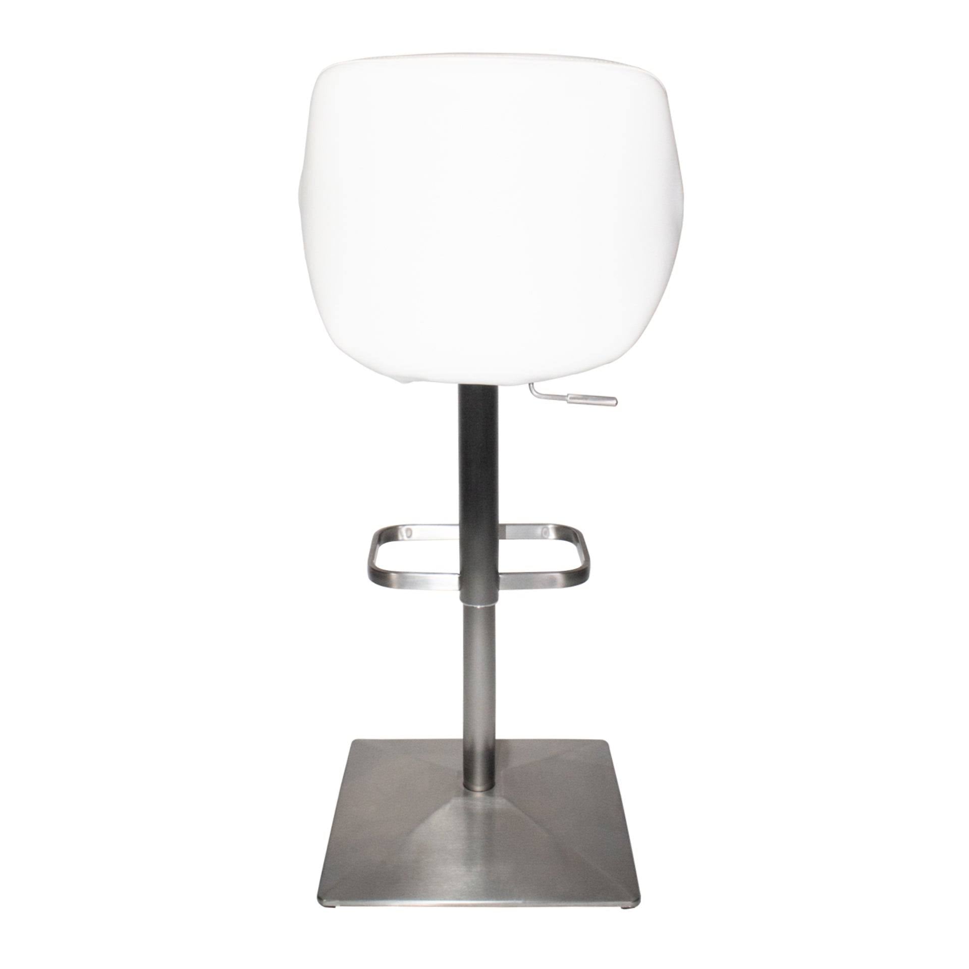 White Faux-Leather Brushed Stainless Steel Adjustable Height Swivel Bar Stool X8443