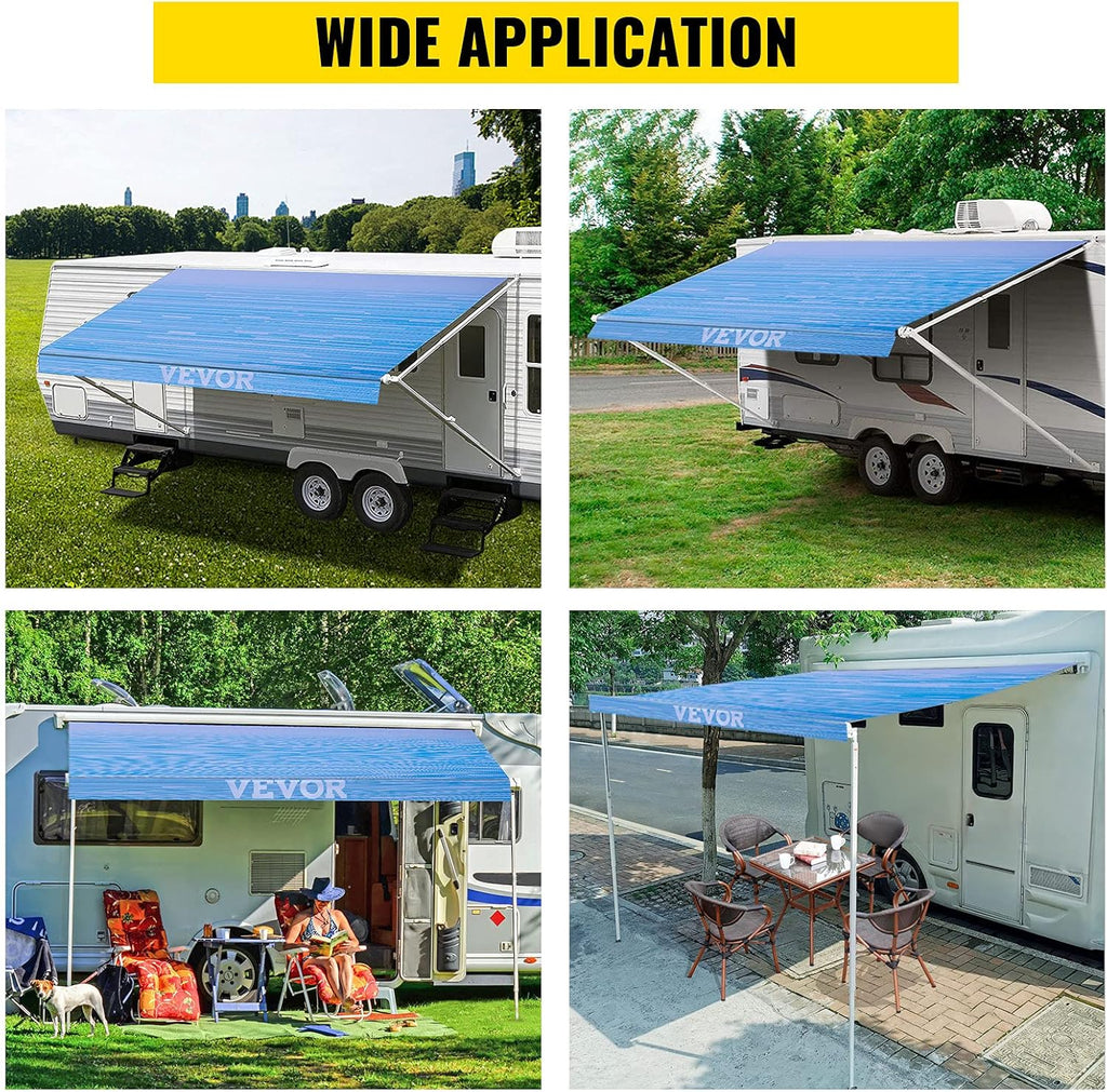19' Camper Awning Fabric Replacement Ocean Blue Fade X1221
