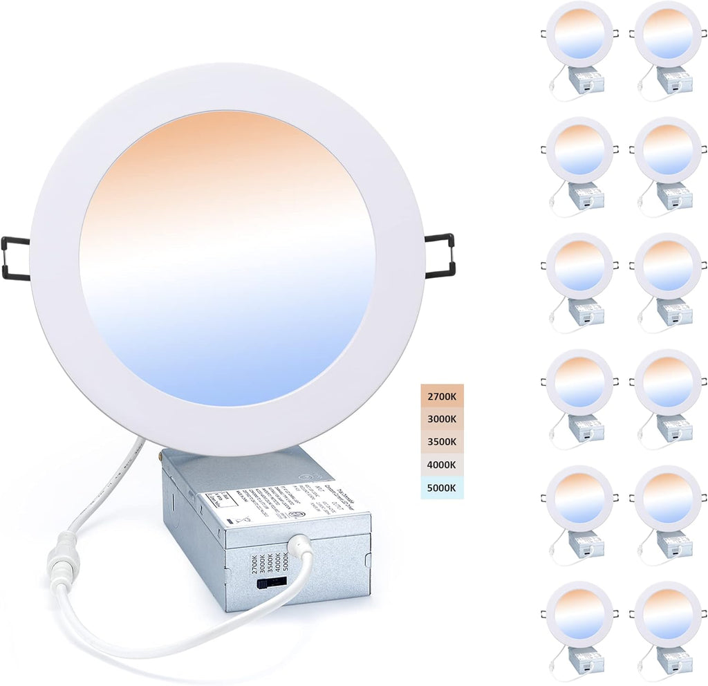 12W 5CCT Changeable Brushed Nickel LED Recessed Lights 12Pack M147