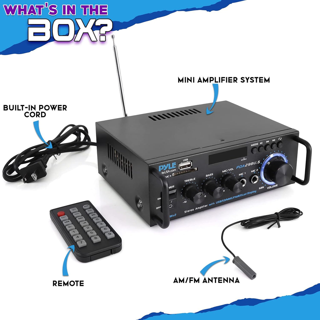 200W 2 Channel Bluetooth Stereo Power Amplifier with FM Radio, Pack of 2 V209