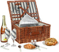Wicker Picnic Basket Set with Insulated Cooler Bag and Cutlery Service Kit V663