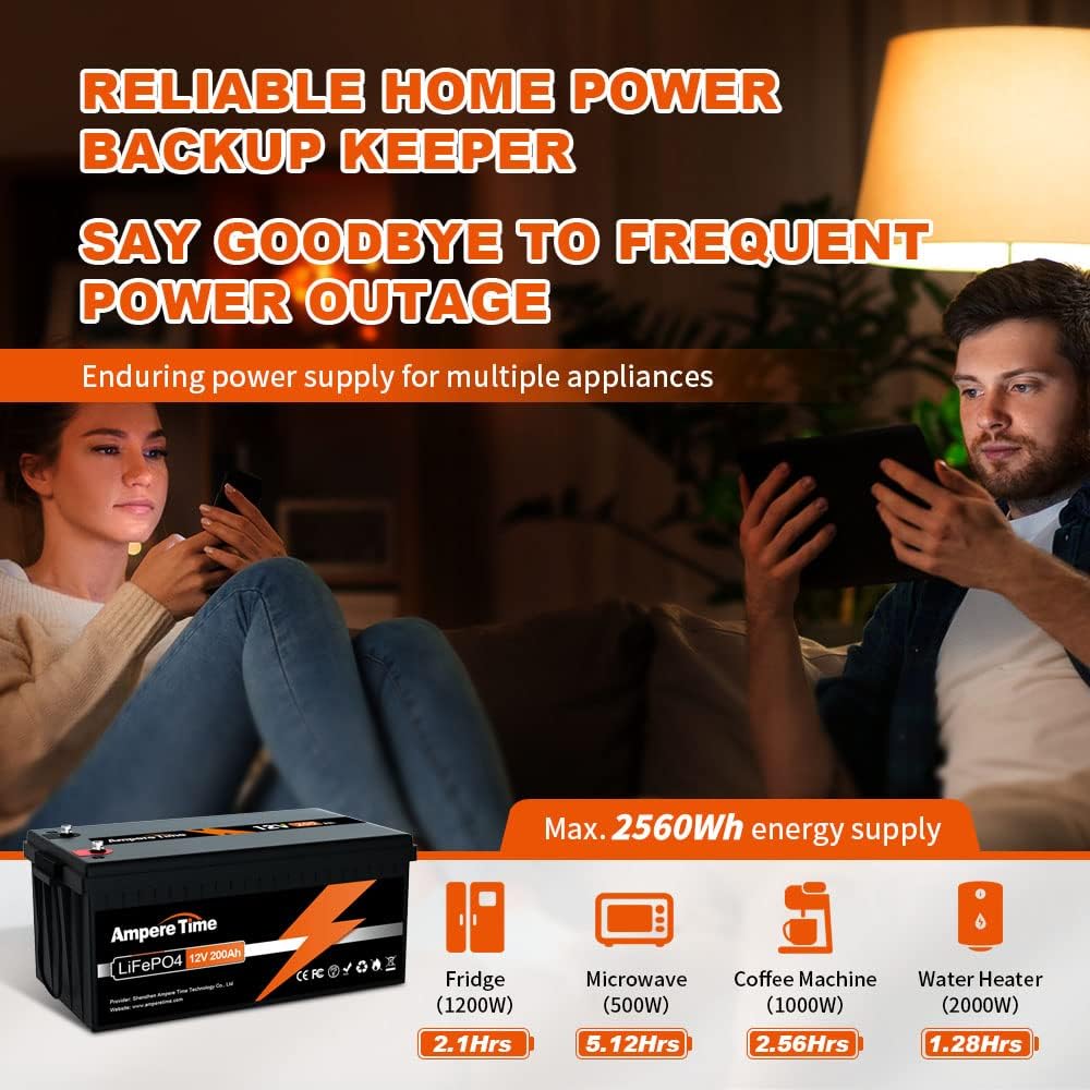 12V 50Ah LiFePO4 Battery with 14.6V 10A Lithium Battery Charger, 50A BMS W889507