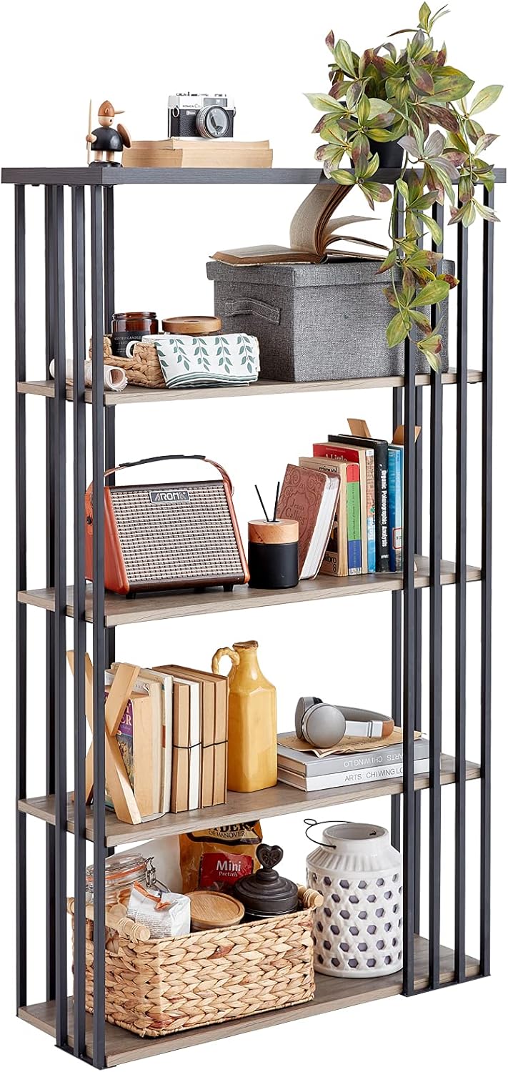 Black Metal 5 Tier Bookshelf Q918488