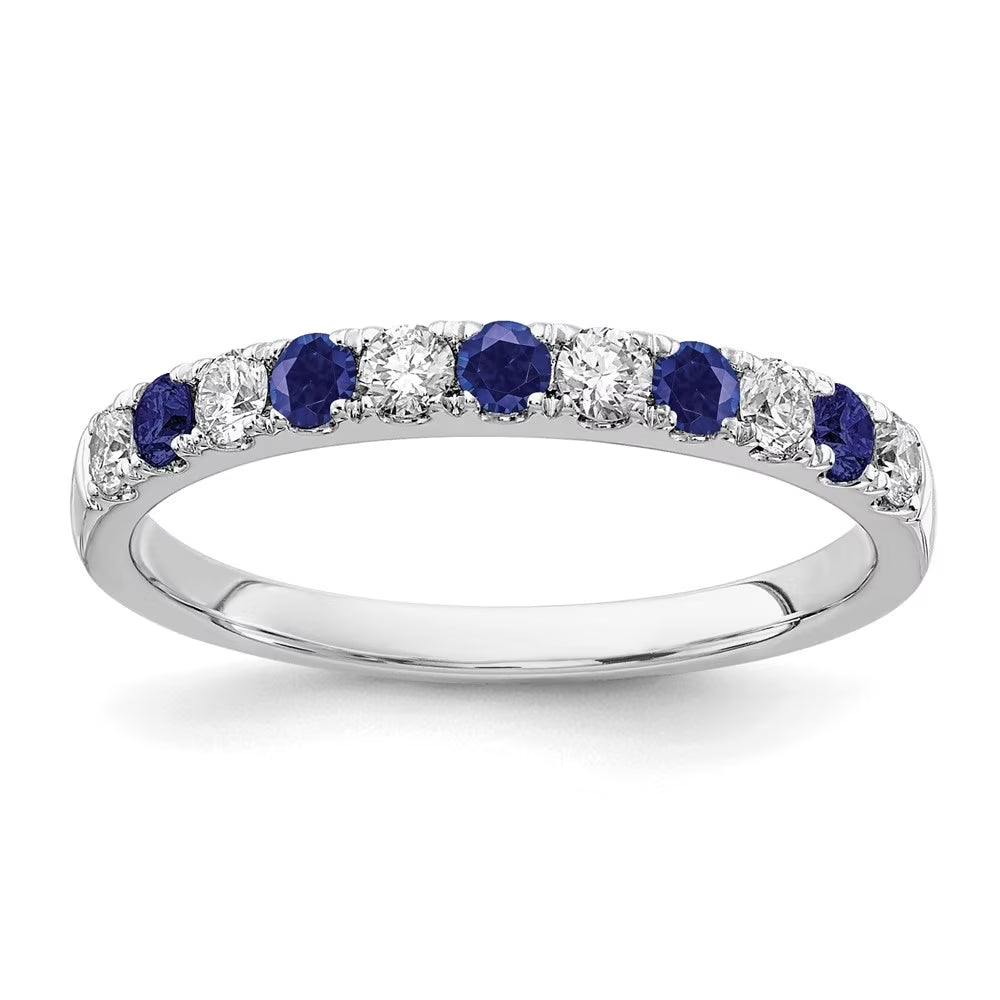 14k White Gold Sapphire & Lab Grown Diamonds Engagement Ring J6178