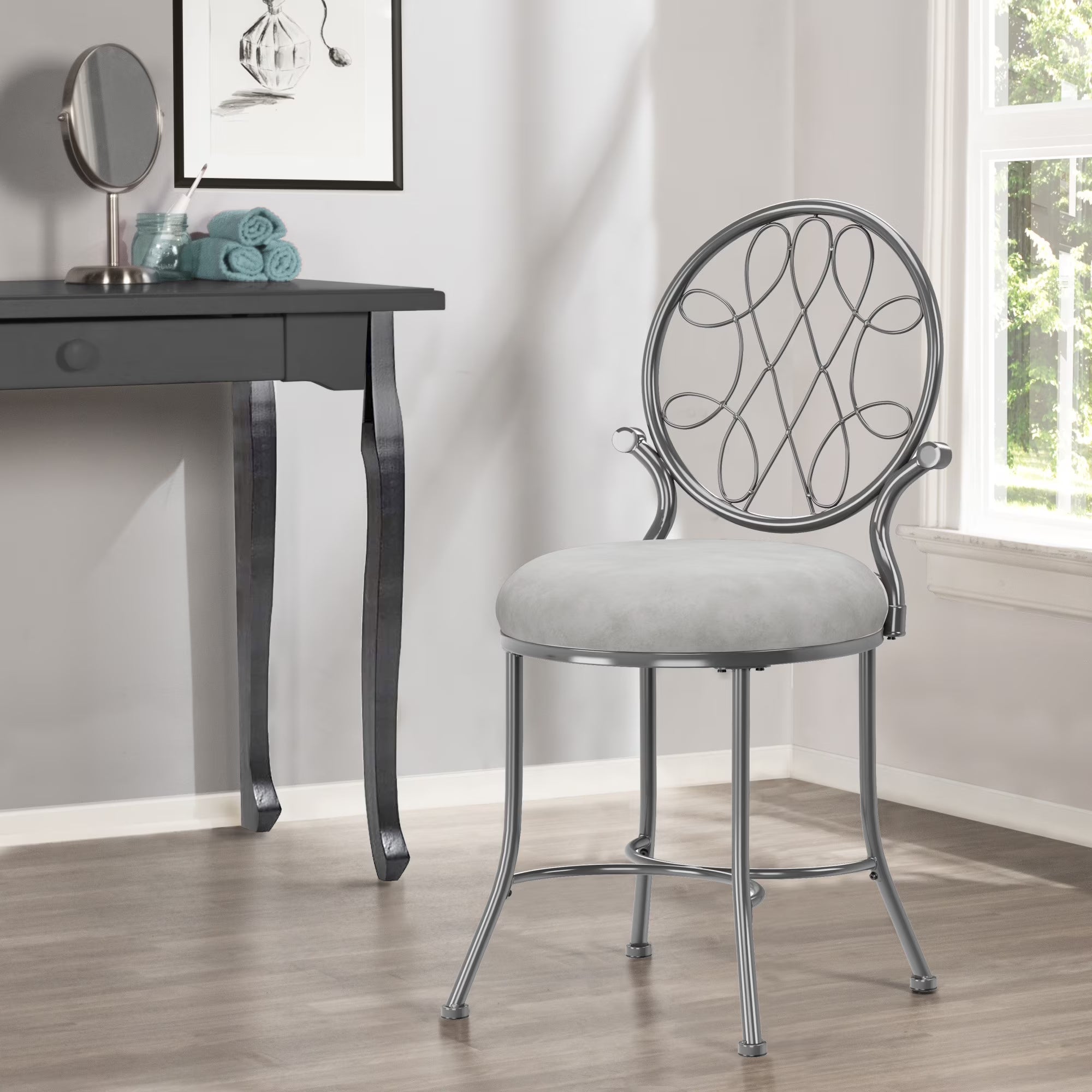 Chrome Metal Vanity Stool P347